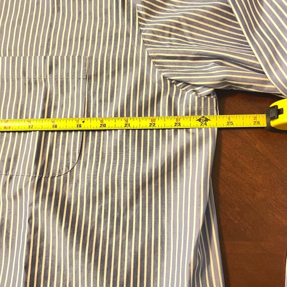 Brooks Brothers 346 Mens Blue & White Striped Button-Down Dress Shirt 16.5 34/35 - Picture 6 of 7